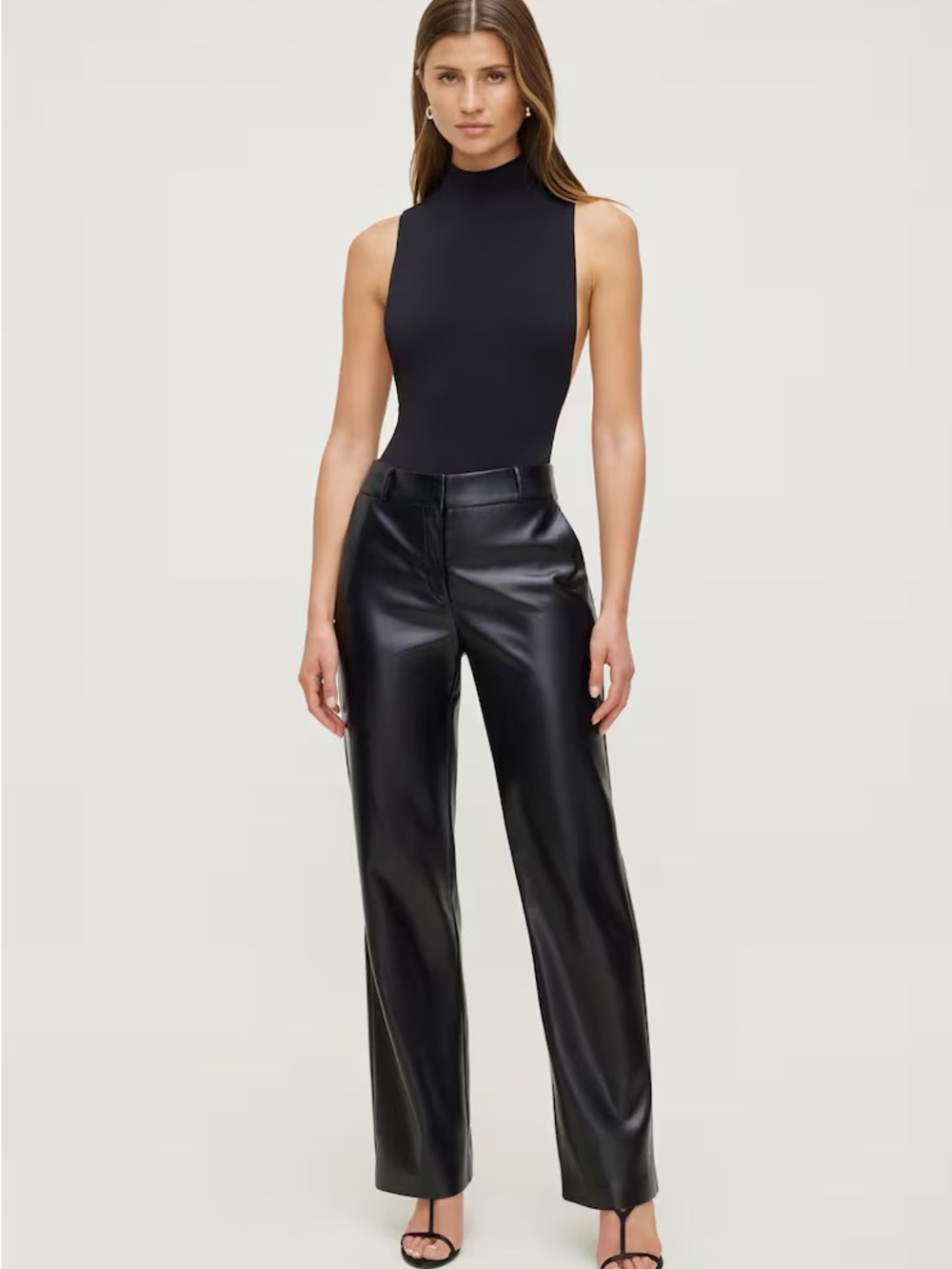 Dynamite Black Faux Leather Wide-Leg Pants